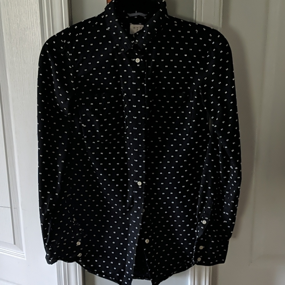 Black with white dots long sleeve blouse